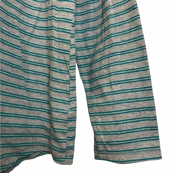Hanes Green Gray Stripes Crew Neck Knit Long Sleeve Henley Top Plus Size XXL - Picture 9 of 13